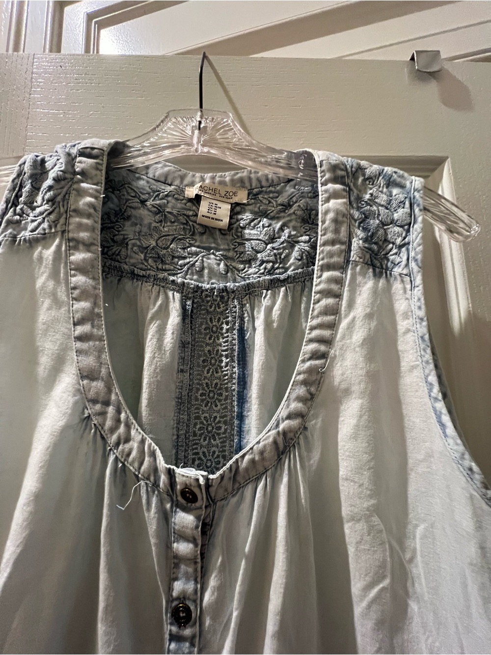 Washed denim look sleeveless cotton top by Rachel Zoe, size medium - Picture 3 of 5